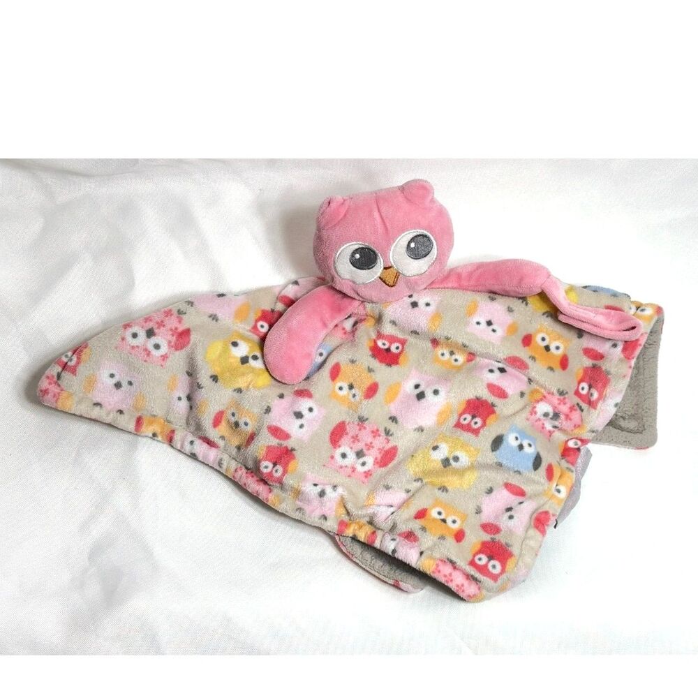 Blankets And Beyond Owl Lovey Soft Soother Security Blanket Pink Multi Color